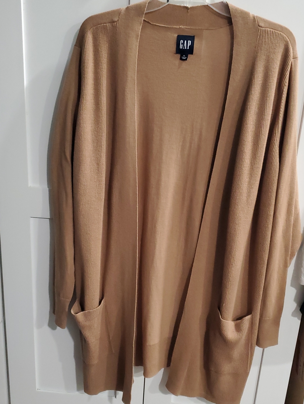 GAP Tan Open-Front Long Cardigan